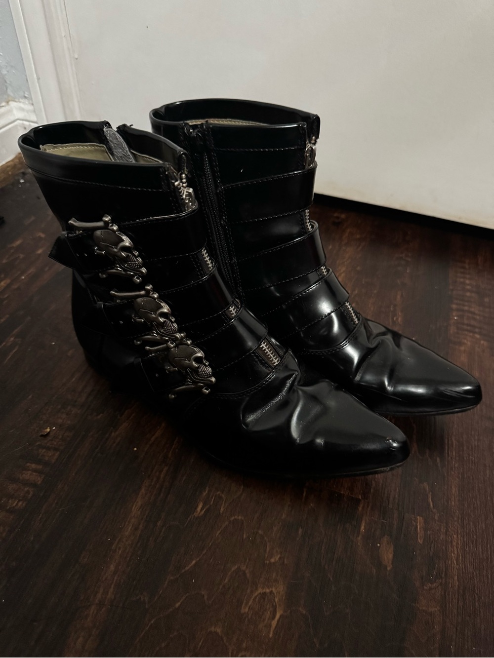 Demonia Brogue 06 Black Ankle Boots with Decorative Buckles